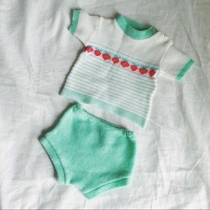 Vintage baby gender neutral knit outfit two piece